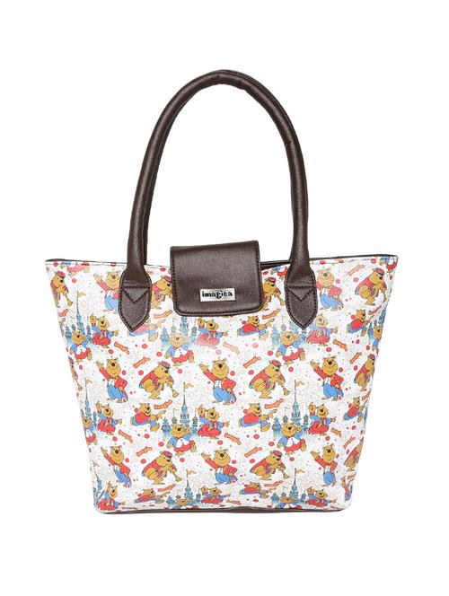 white leatherette printed handbag - 14225288 - Very Small Image - 1