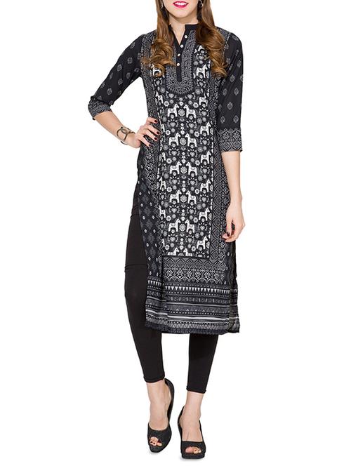 printed straight kurta - 14226146 - Very Small Image - 1