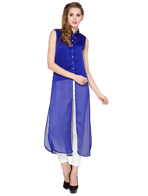 solid blue regular tunic - 14226257 - Very Small Image - 1