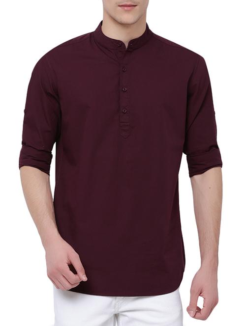 red cotton short kurta - 14227012 - Very Small Image - 1