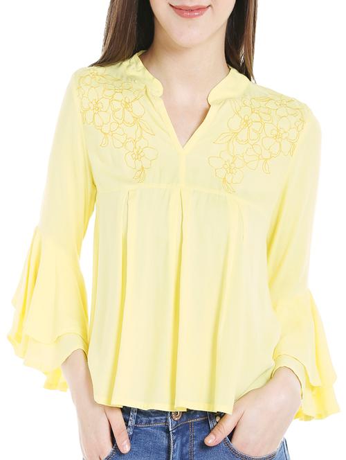yellow rayon casual top - 14227286 - Very Small Image - 1