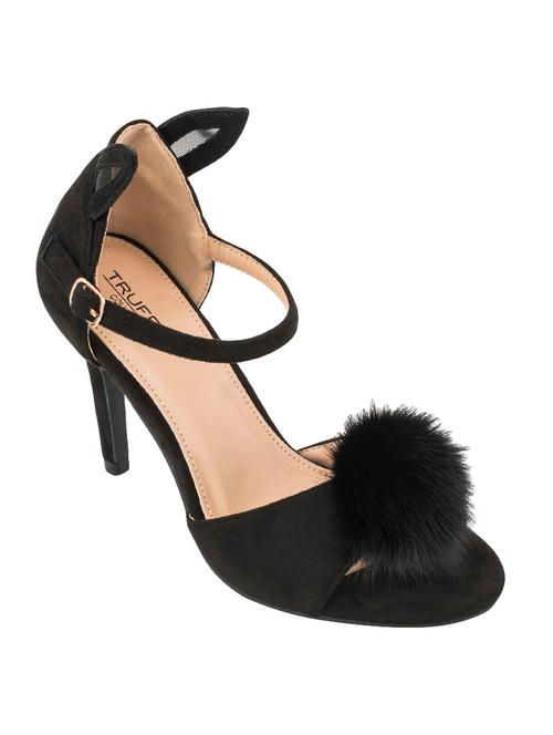 black faux leather ankle strap sandals - 14227341 - Very Small Image - 1