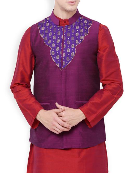purple rayon nehru jacket - 14227622 - Very Small Image - 1