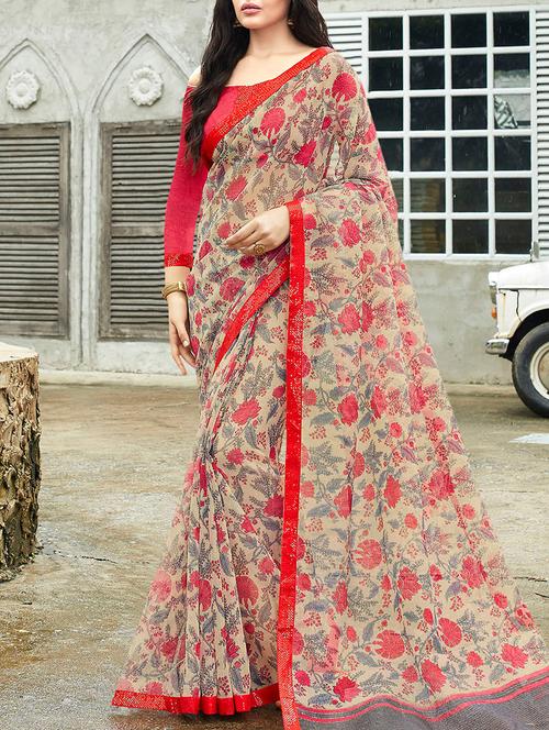 floral printed saree - 14227880 - Very Small Image - 1