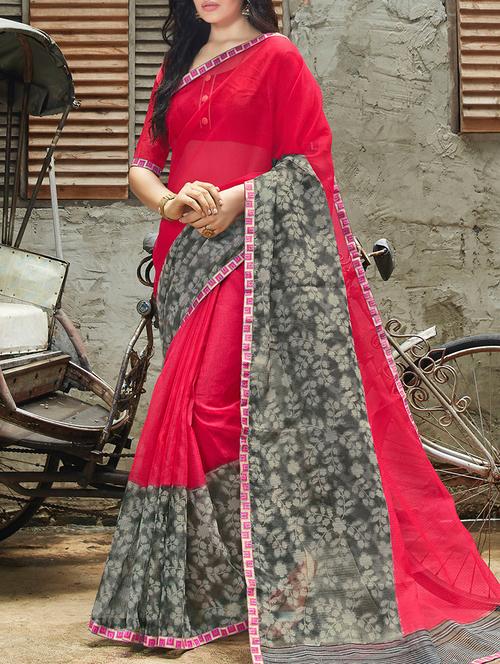pink printed saree - 14227883 - Very Small Image - 1
