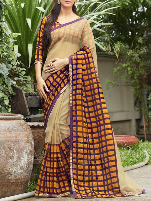 checks printed saree - 14227884 - Very Small Image - 1