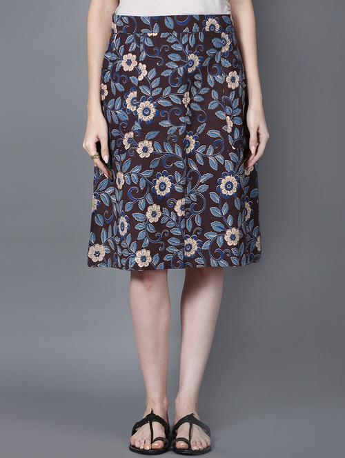 indibox hand block printed kalamkari skirt using natural dyes - 14228534 - Very Small Image - 1