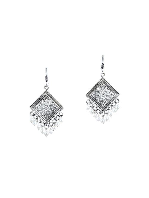 silver oxidized drop earrings - 14228836 - Very Small Image - 1