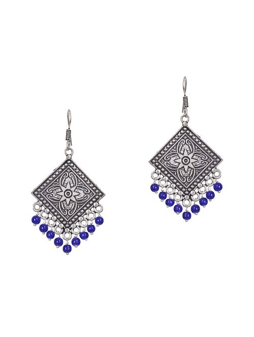 blue silver plated drop earrings - 14228837 - Very Small Image - 1