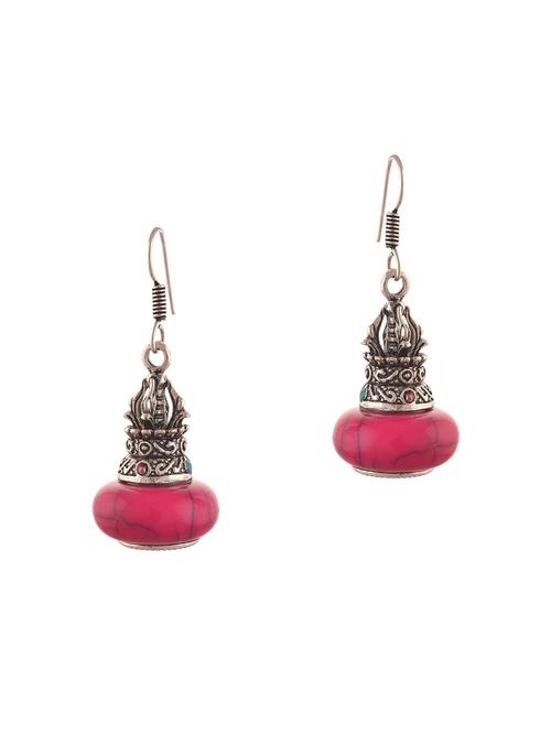 pink silver plated drop earrings - 14228838 - Very Small Image - 1