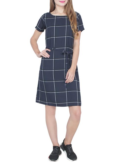 dark blue polyester shift dress - 14228928 - Very Small Image - 1