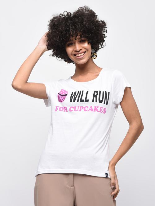 white printed cotton regular tee - 14229277 - Very Small Image - 1