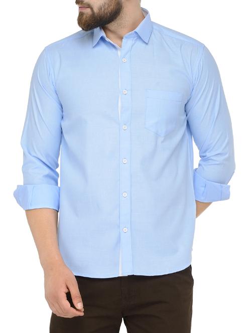 light blue cotton casual shirt - 14231390 - Very Small Image - 1