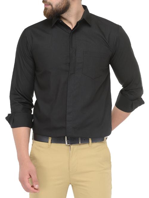 black cotton formal shirt - 14231391 - Very Small Image - 1