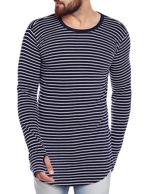 navy blue cotton thumb hole t-shirt - 14231664 - Very Small Image - 1