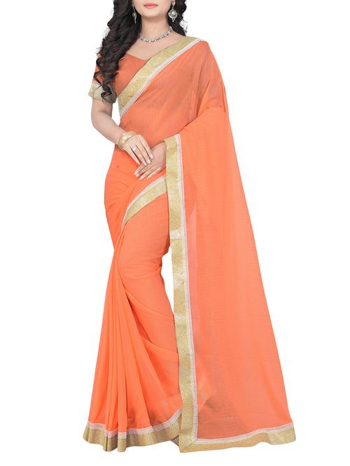 orange bordered saree with blouse - 14232098 - Very Small Image - 1