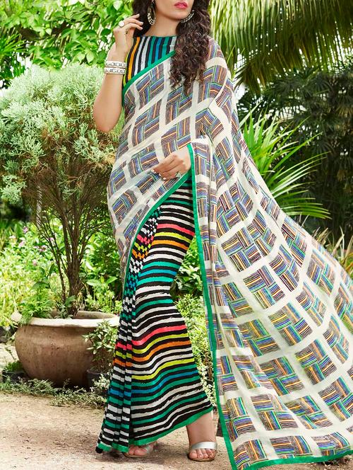 multicolour georgette printed saree - 14233521 - Very Small Image - 1
