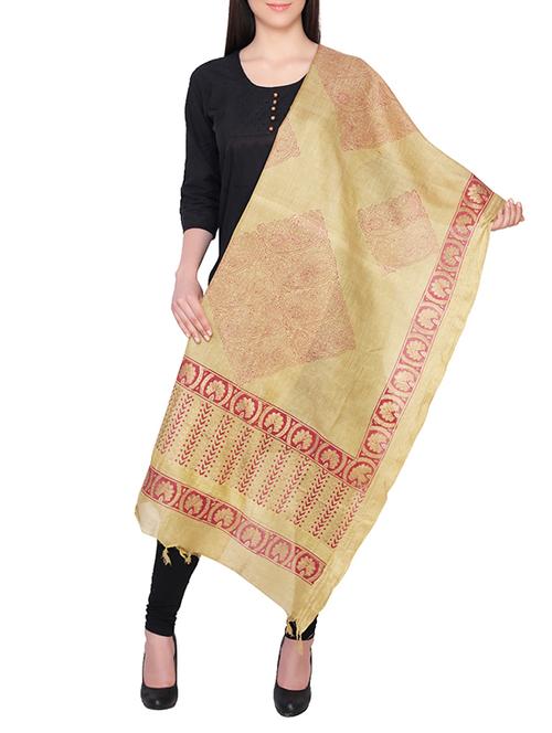 golden printed dupatta - 14234583 - Very Small Image - 1