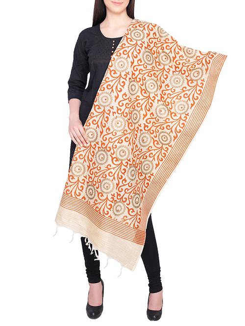 orange printed dupatta - 14234592 - Very Small Image - 1