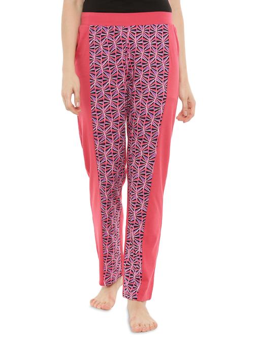 pink printed cotton track pant - 14234756 - Very Small Image - 1