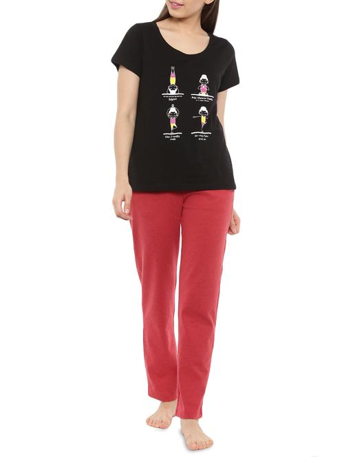 black printed cotton pyjama set - 14234763 - Very Small Image - 1