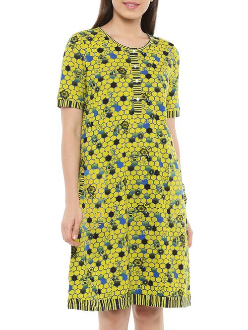 multicolored printed cotton nighty - 14234786 - Very Small Image - 1