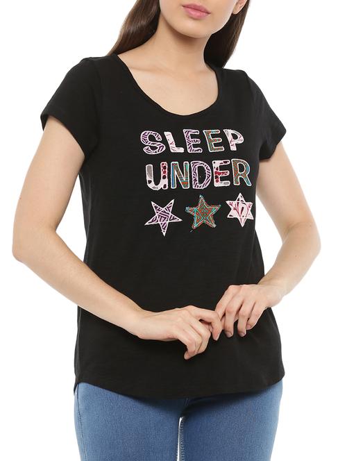 black cotton regular tshirt - 14234803 - Very Small Image - 1