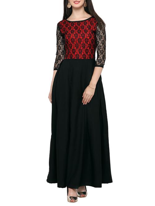 lace sleeved pleated maxi dress - 14236543 - Very Small Image - 1
