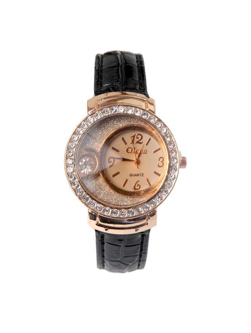 oleva black women's leather watch oplw-22 - 14237706 - Very Small Image - 1