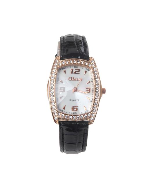 oleva black women's leather watch oplw-28 - 14237711 - Very Small Image - 1