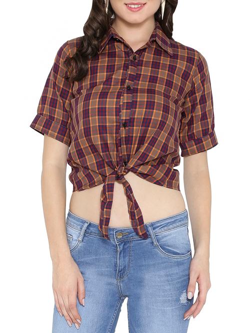 knotted hem checkered top - 14238399 - Very Small Image - 1
