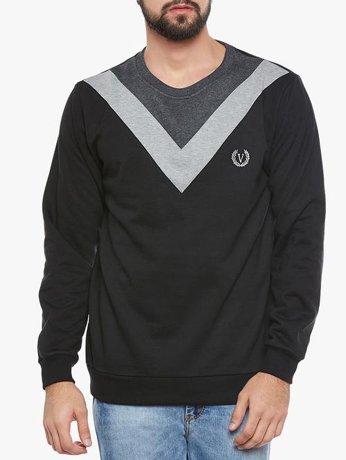 black fleece color block sweatshirt - 14238637 - Very Small Image - 1
