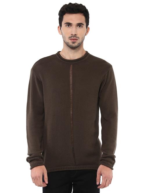 brown solid pullover - 14238702 - Very Small Image - 1
