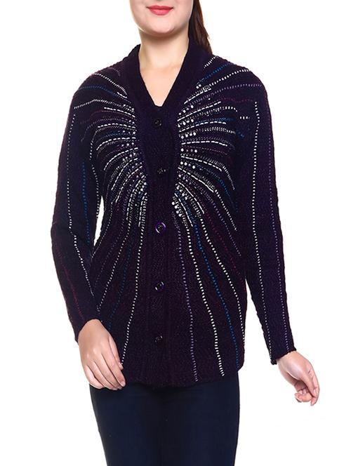 navy blue woolen cardigan - 14240551 - Very Small Image - 1