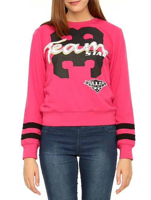 pink printed fleece sweatshirt - 14242239 - Very Small Image - 1