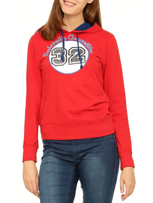 red fleece hooded sweatshirt - 14242242 - Very Small Image - 1
