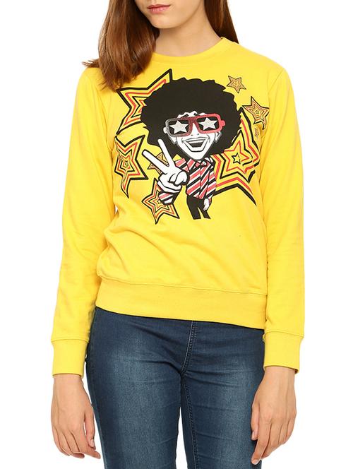 yellow printed fleece sweatshirt - 14242247 - Very Small Image - 1