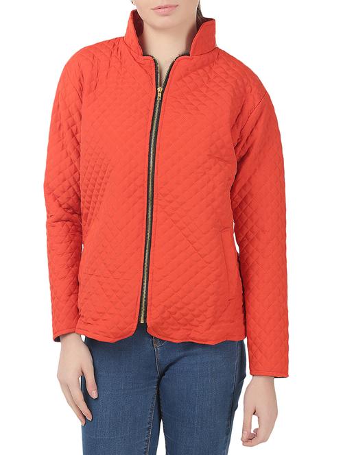 orange poly crepe quilted jacket - 14242379 - Very Small Image - 1