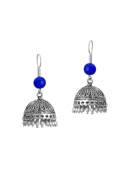 silver metal jhumka earrings - 14243671 - Very Small Image - 1