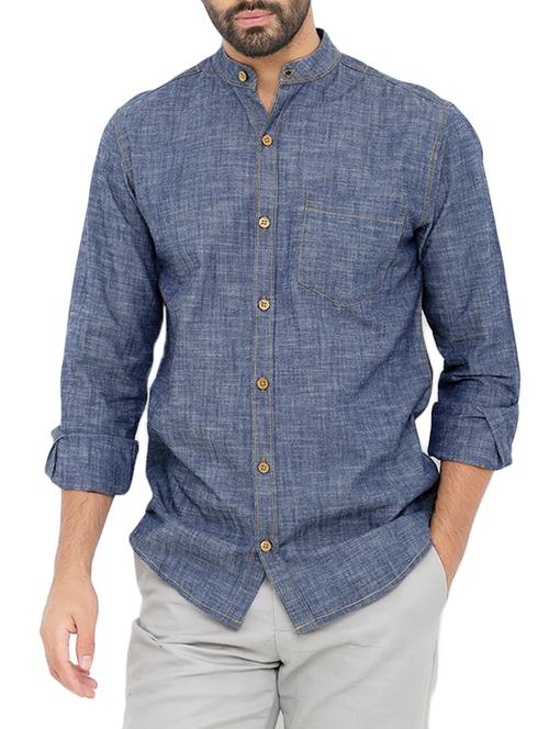blue denim casual shirt - 14247990 - Very Small Image - 1