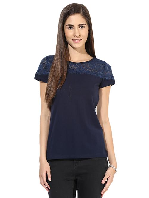dark blue cotton lycra top - 14248299 - Very Small Image - 1