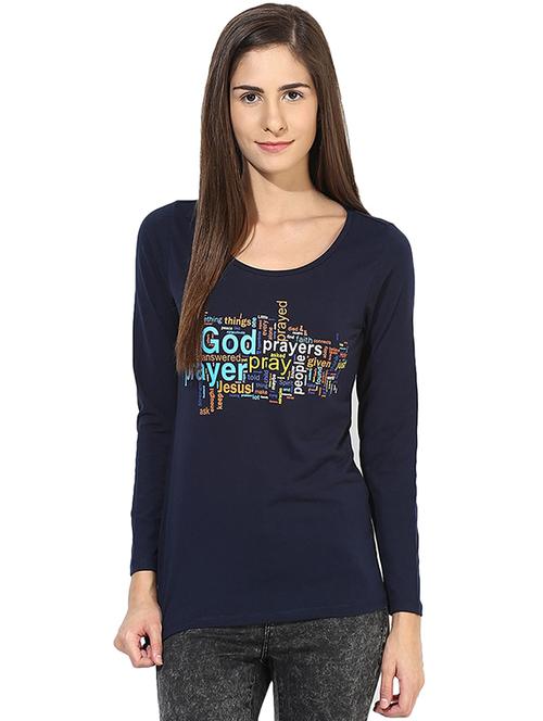 navy blue cotton lycra tee - 14248310 - Very Small Image - 1