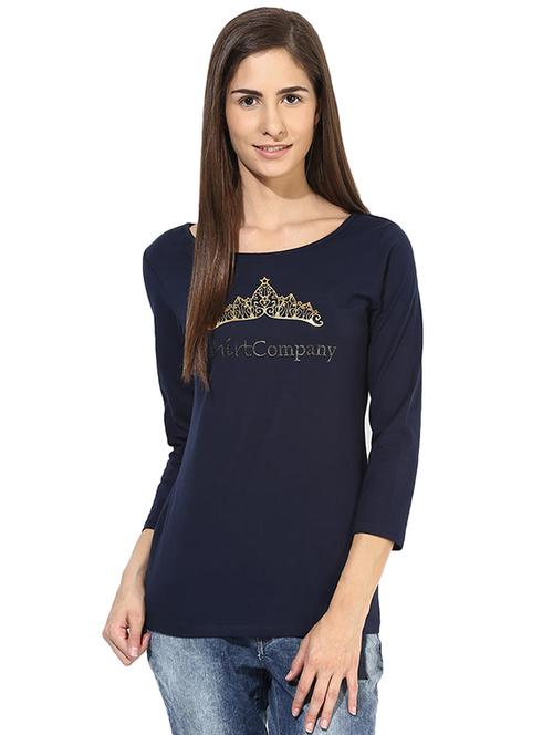dark blue cotton lycra tee - 14248314 - Very Small Image - 1