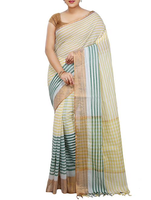 beige cotton woven saree with blouse - 14250595 - Very Small Image - 1