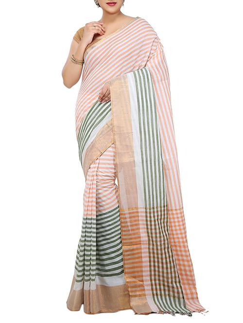 peach cotton woven saree with blouse - 14250597 - Very Small Image - 1