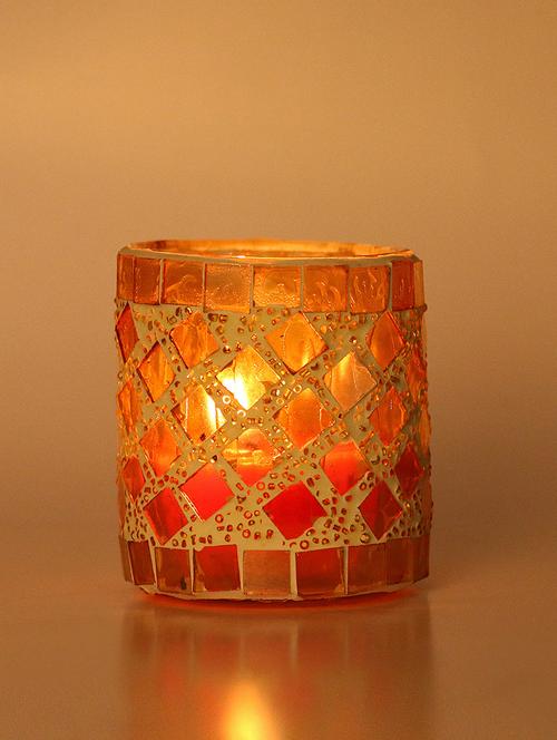 new candle tealight votive decorated with colorful chips & beads(set of 6) - 14251401 - Very Small Image - 1