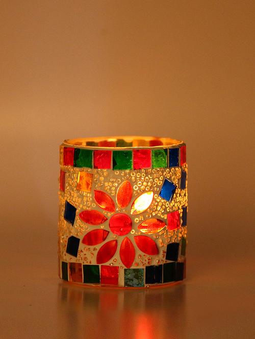 new candle tealight votive decorated with colorful chips & beads(set of 6) - 14251403 - Very Small Image - 1