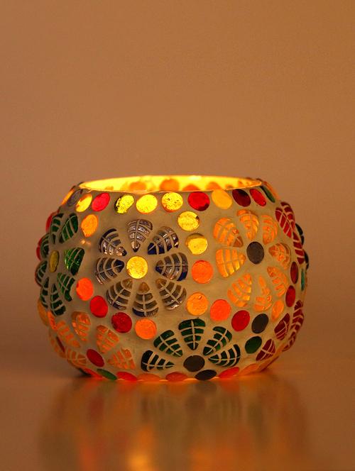new candle tealight votive decorated with colorful chips & beads(set of 6) - 14251416 - Very Small Image - 1