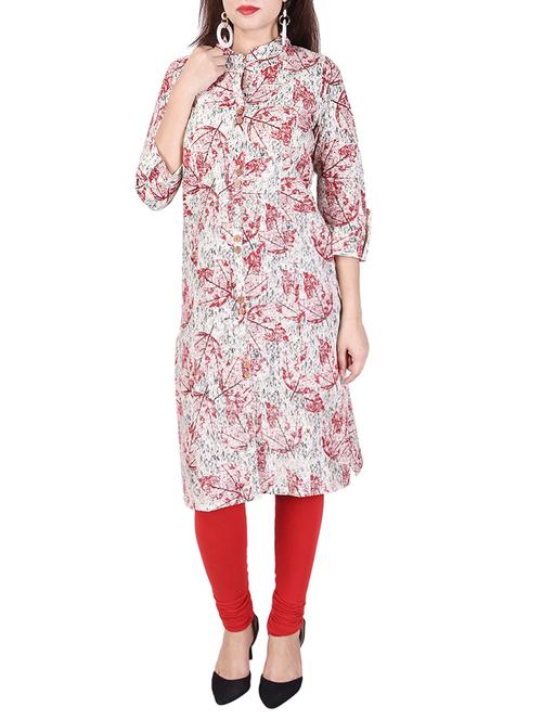 red linen straight kurta - 14252190 - Very Small Image - 1