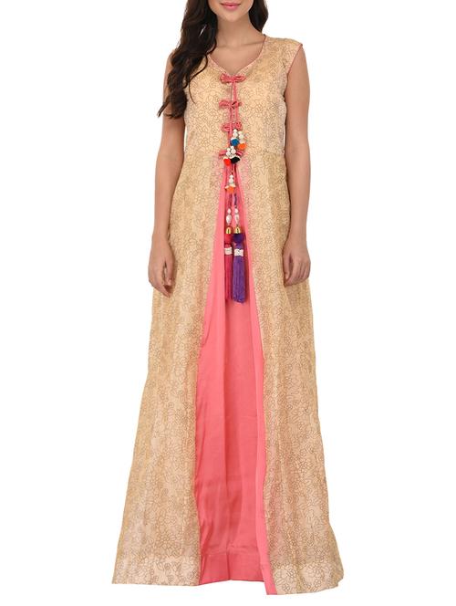 beige silk blend gown - 14253027 - Very Small Image - 1